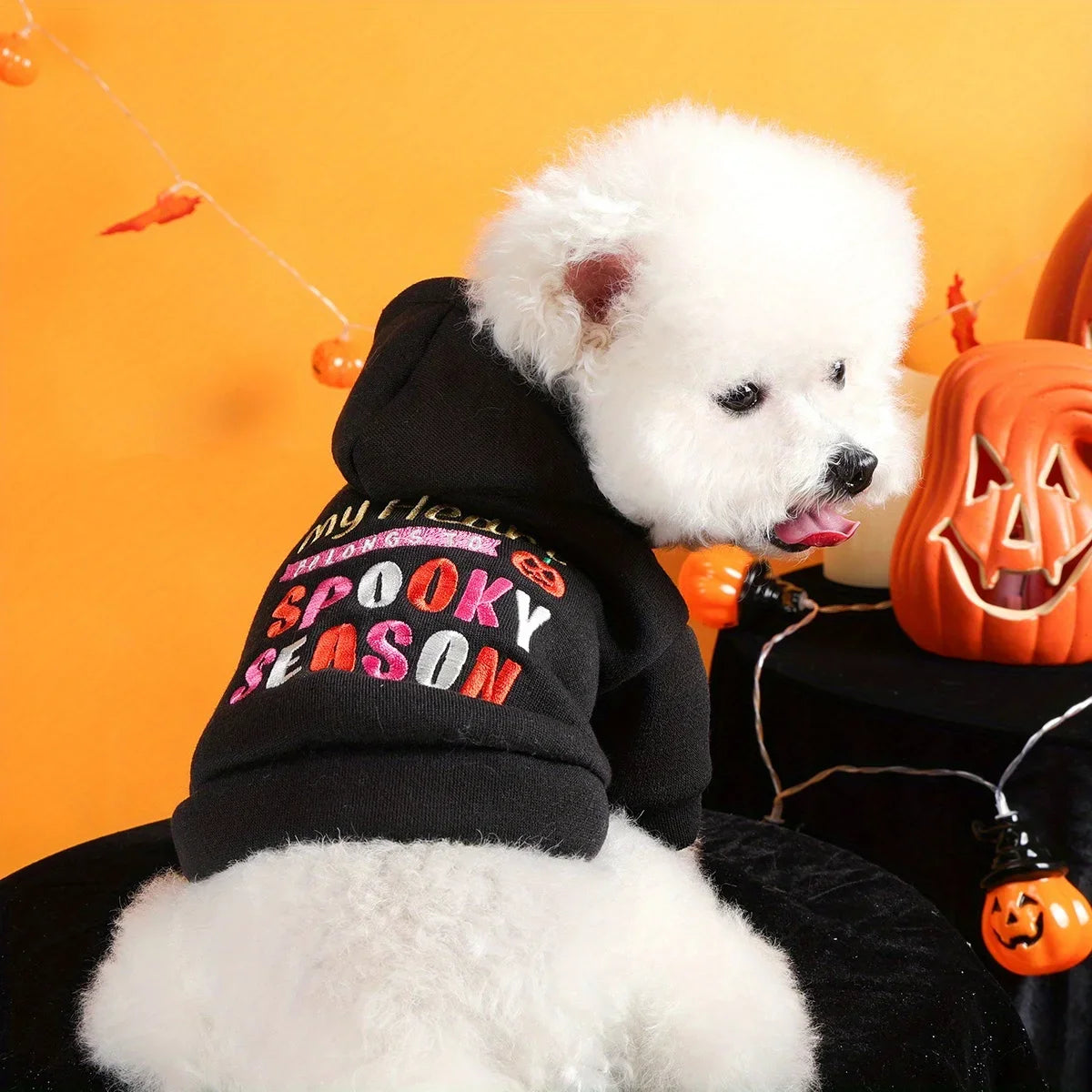 Hooded Open Button Halloween Sweater Jacket for Pets