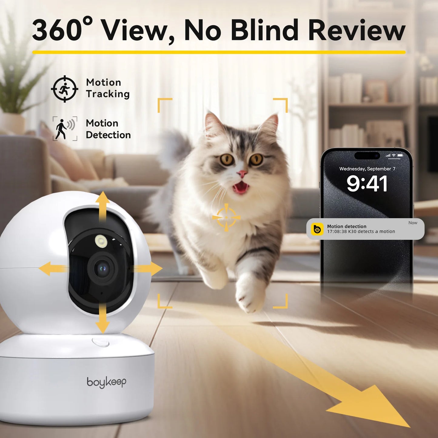 Indoor 2-Way Audio Smart Camera, Pet Surveillance