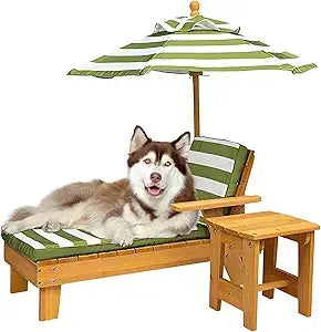 Pet Chaise Lounger with Waterproof Canopy and Removable Cushion