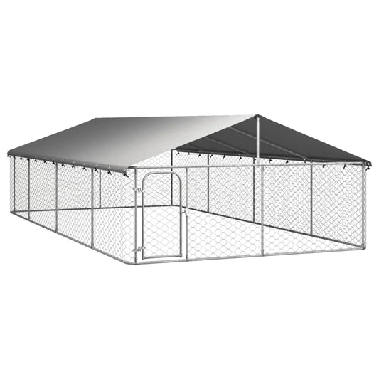 Large Outdoor Galvanized Steel Dog Pen w/Cover