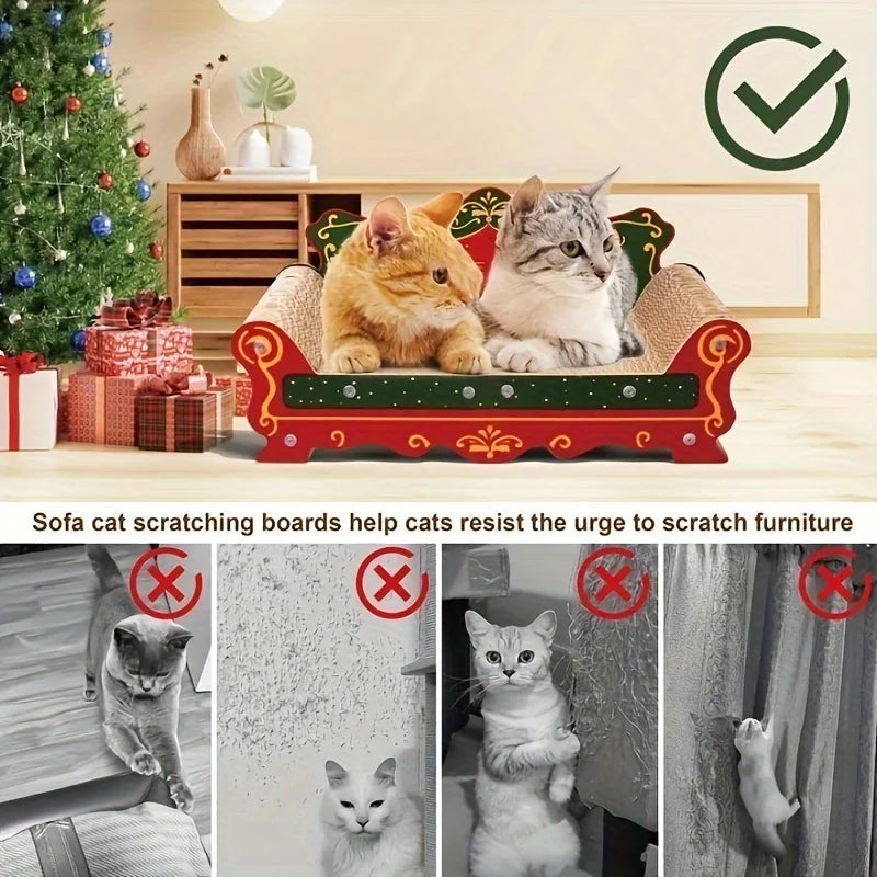 Thick Cardboard Indoor Couch Shaped Scratching Pad for Cats