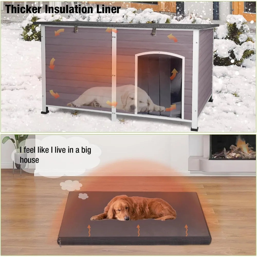 Outdoor Insulated Winter Dog House, 59.1"