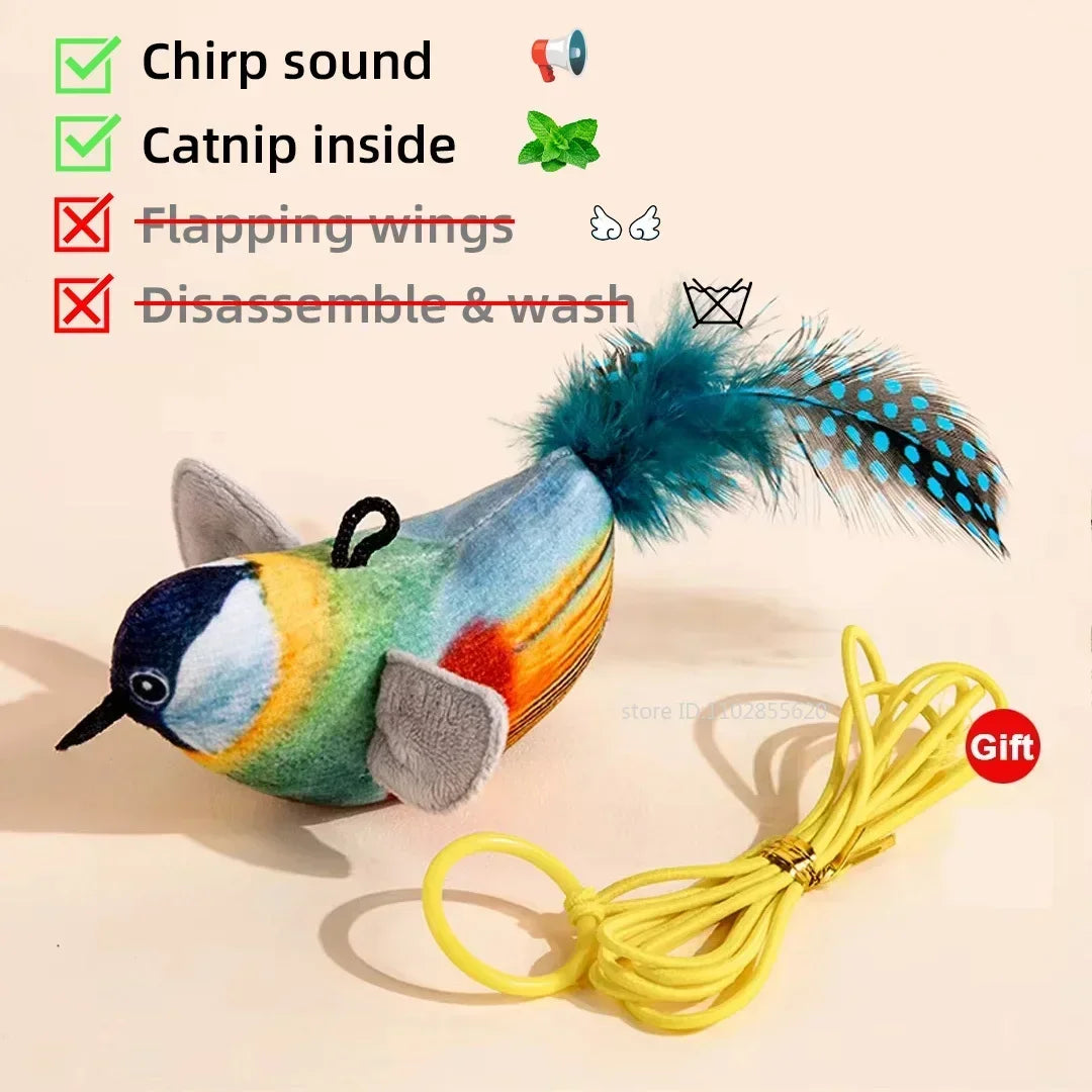Touch Activated  Chirping Bird, Interactive Cat Toy