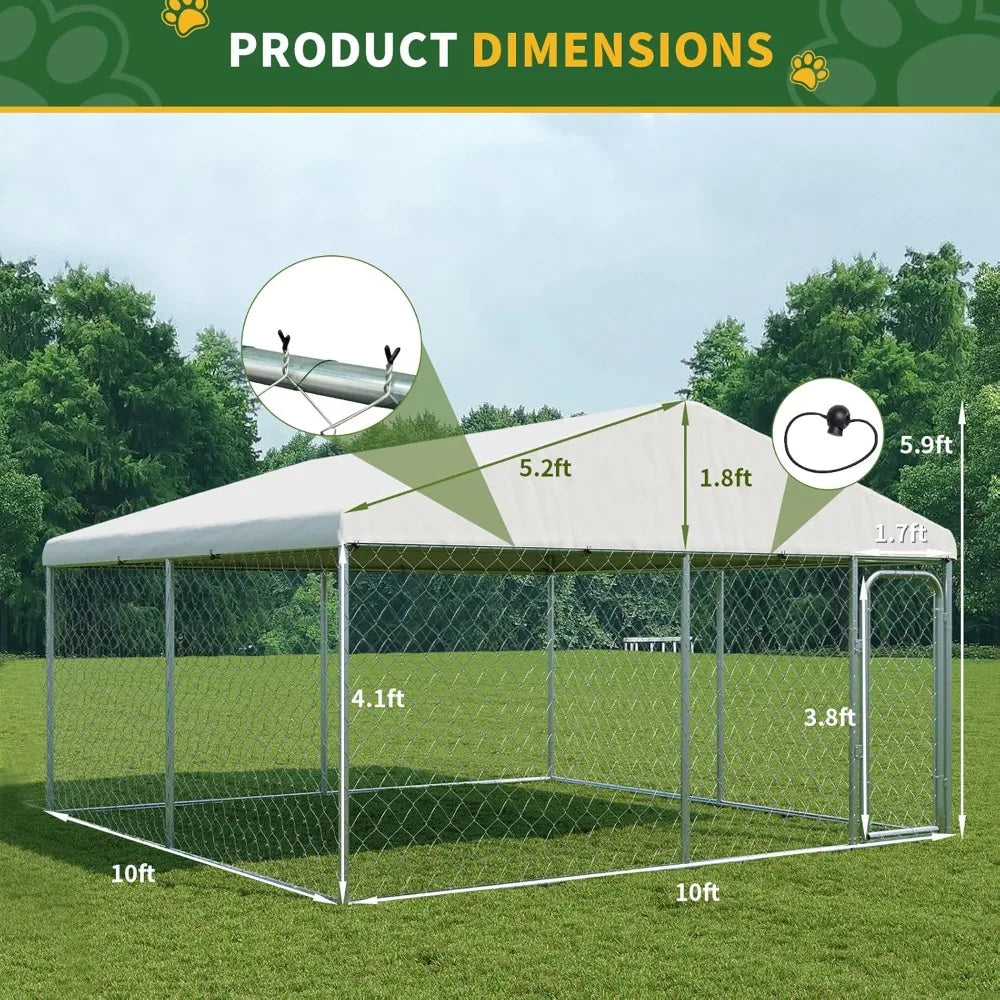 Outdoor Heavy Duty Dog Enclosure, 10ftx10ftx6ft