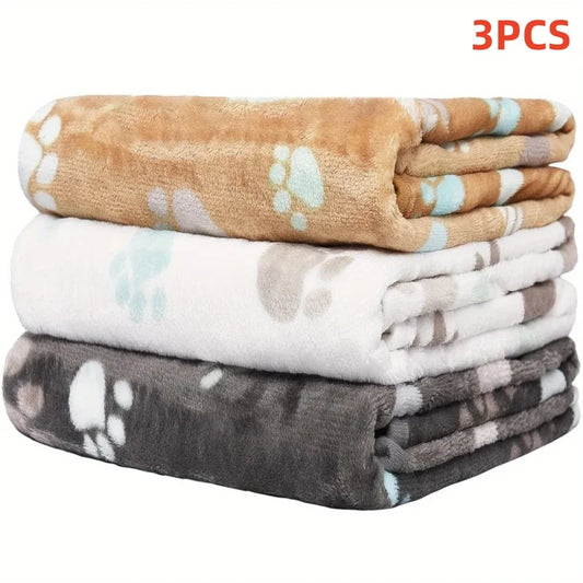 Soft Fleece Paw Print Design Pet Blankets