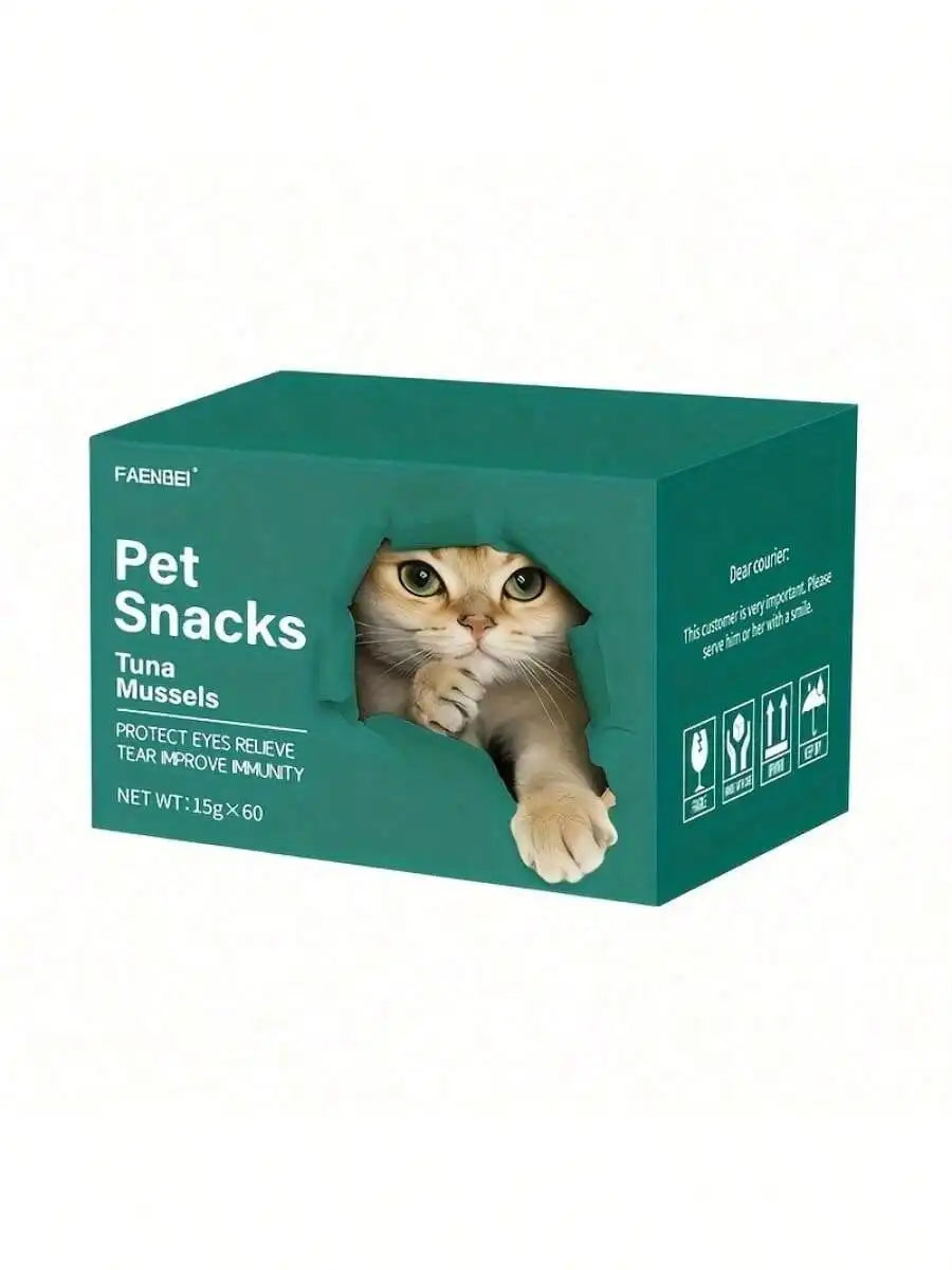 Assorted Cat Treat Pouches, Chicken Egg Yolk/Salmon Krill/Tuna Mussels