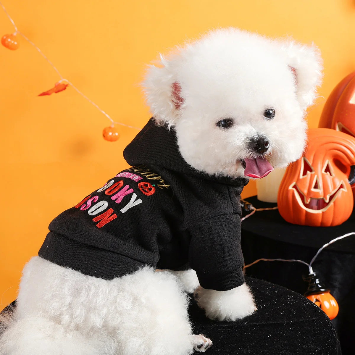 Hooded Open Button Halloween Sweater Jacket for Pets