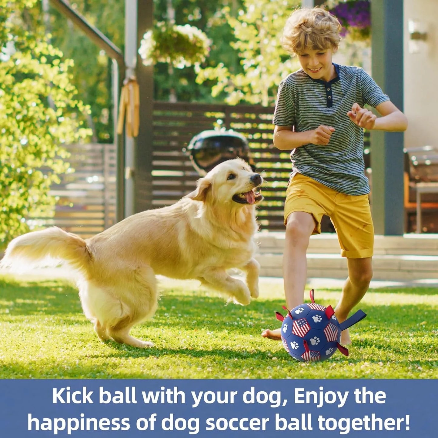 Patriotic Soccer Ball w/Straps, Dog Toy