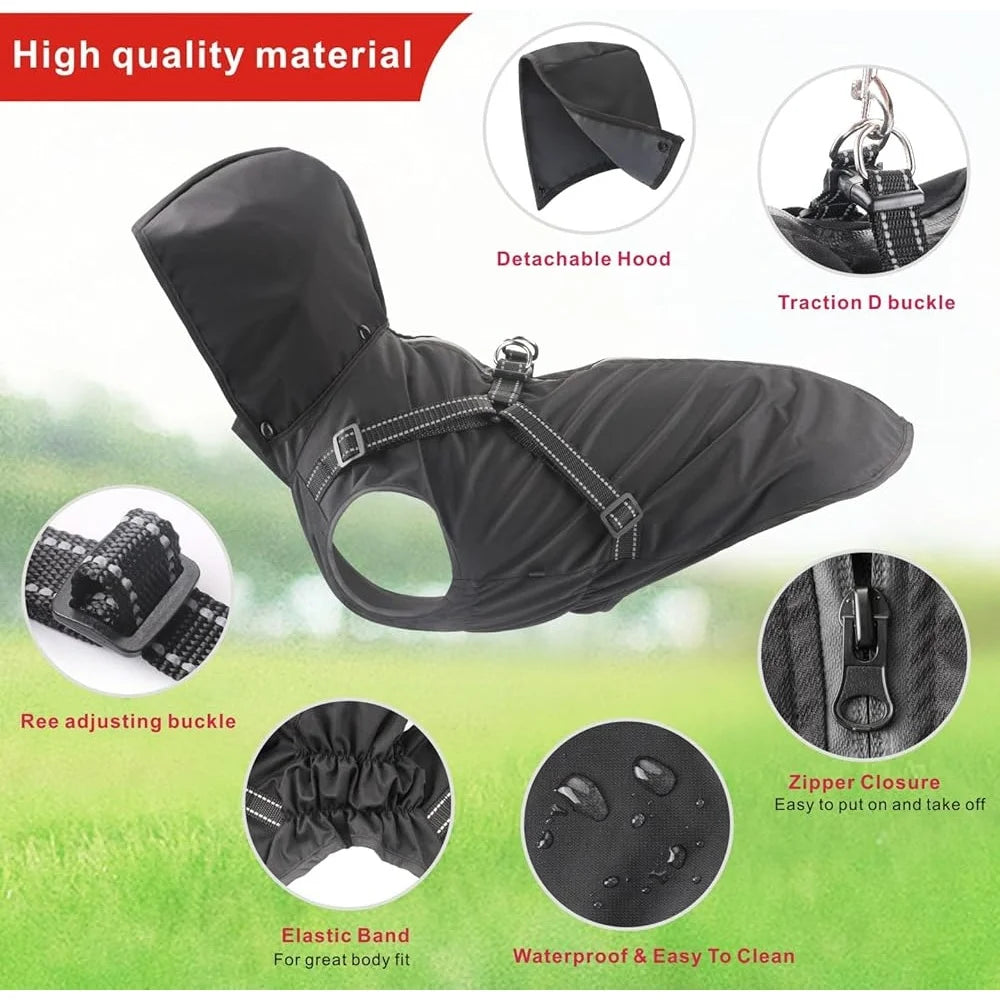 Adjustable Hooded Weatherproof Dog Raincoat