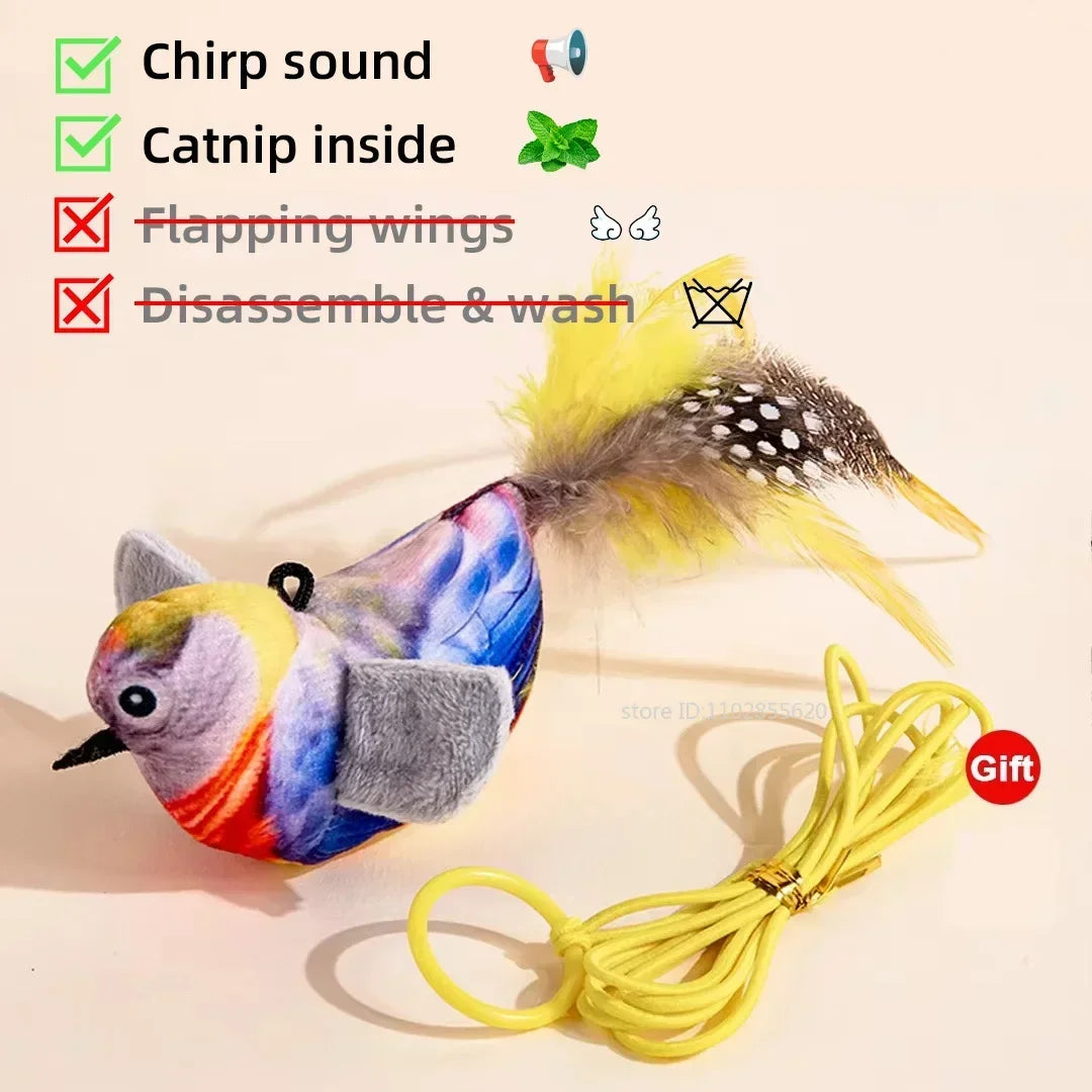 Touch Activated  Chirping Bird, Interactive Cat Toy