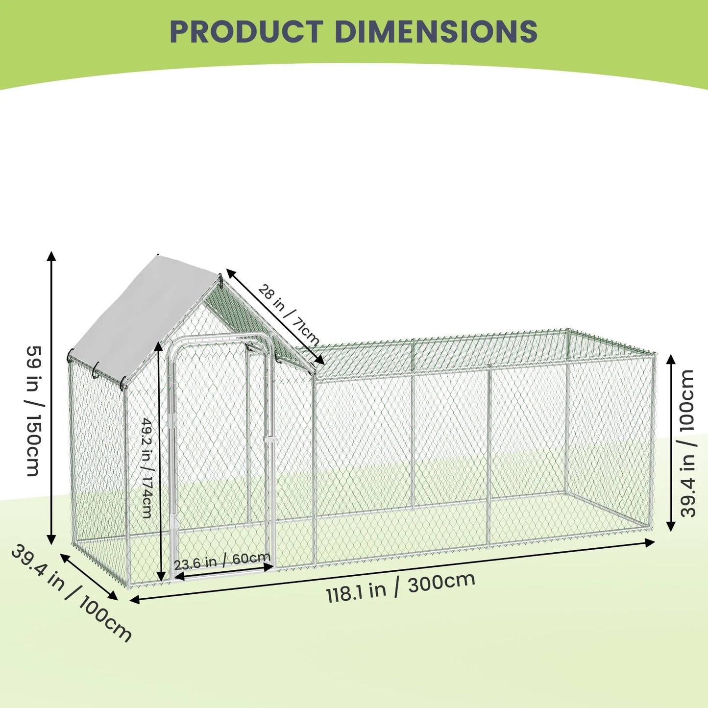 Flat Style Outdoor Walk-In Poultry Cage w/Waterproof Cover