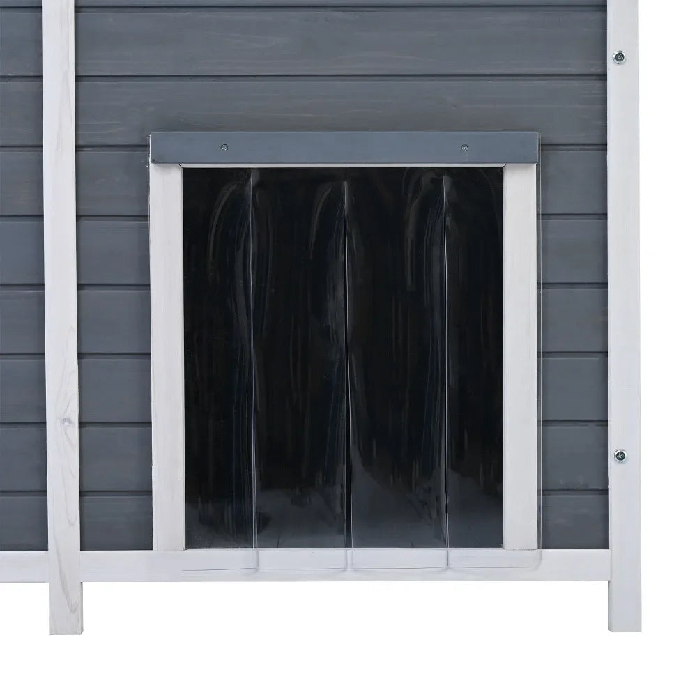 2 Door Covered Porch Cabin-Style Dog House