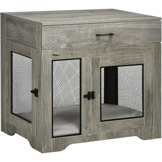 Dog Crate Side Table w/Drawer and Water-Resistant Cushion
