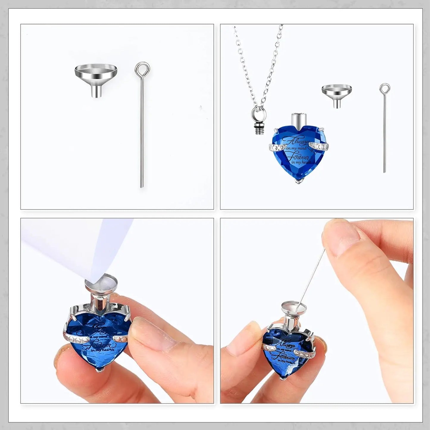 Memorial Urn and Pendant Set for Ashes, (8pcs)