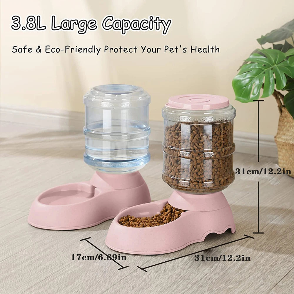 Large Capacity Automatic Food and Water Dispenser for Pets