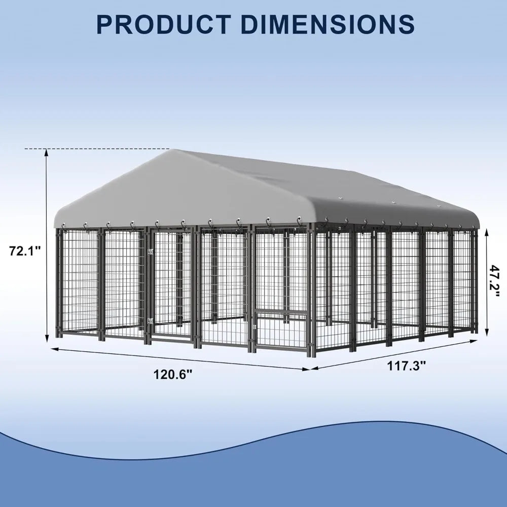 Spacious Heavy-Duty Outdoor Dog Enclosure w/Cover