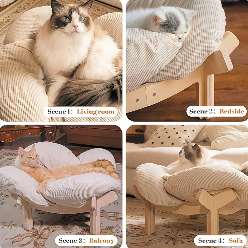 Indoor Wooden Elevated Lounger for Cats/Small Dog