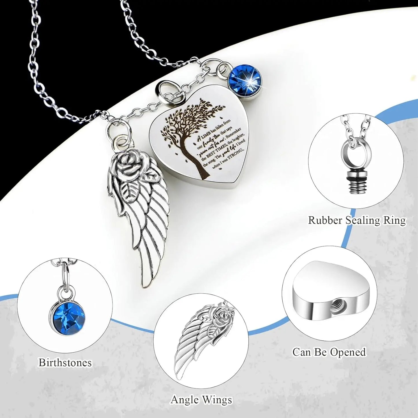 Memorial Urn and Pendant Set for Ashes, (8pcs)