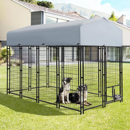 Heavy Duty 8x4x6 ft Wire Pet Enclosure with UV Resistant Cover