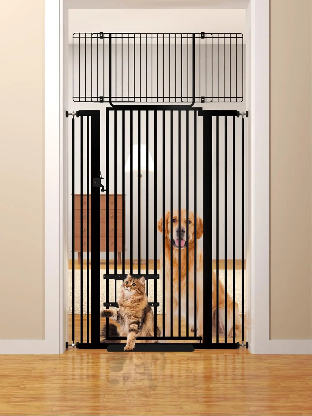 Extra Tall Security Pet Gate w/Cat Door