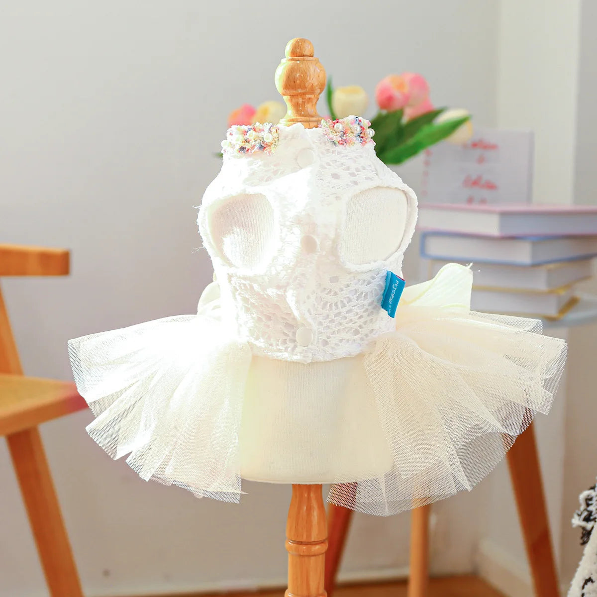 Tutu Dog Dress with a 3D Flower Knot Bow Design