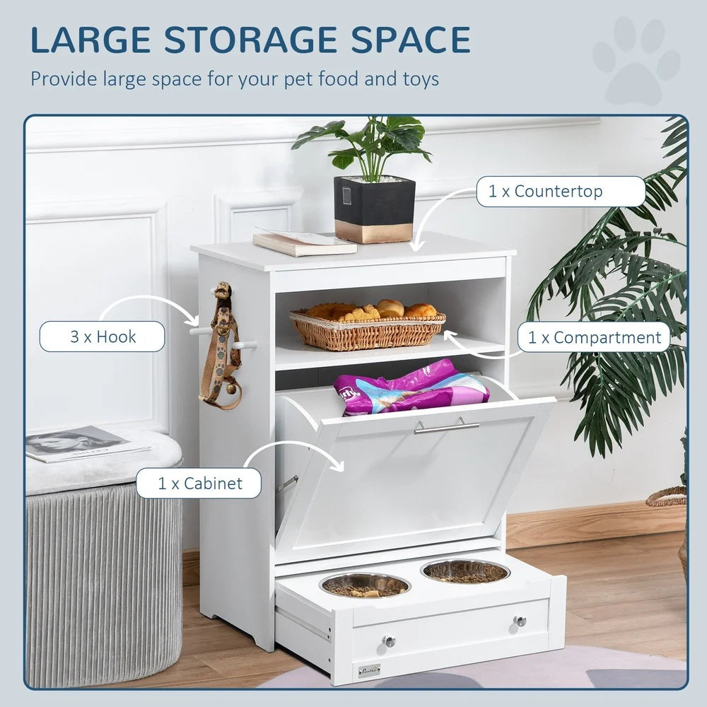 Pet Supply Organizer Station w/Elevated Feeder Drawer