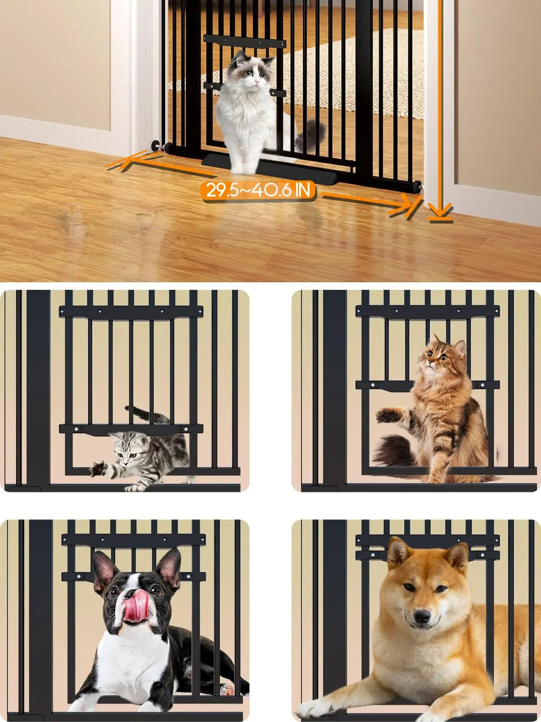 Extra Tall Security Pet Gate w/Cat Door