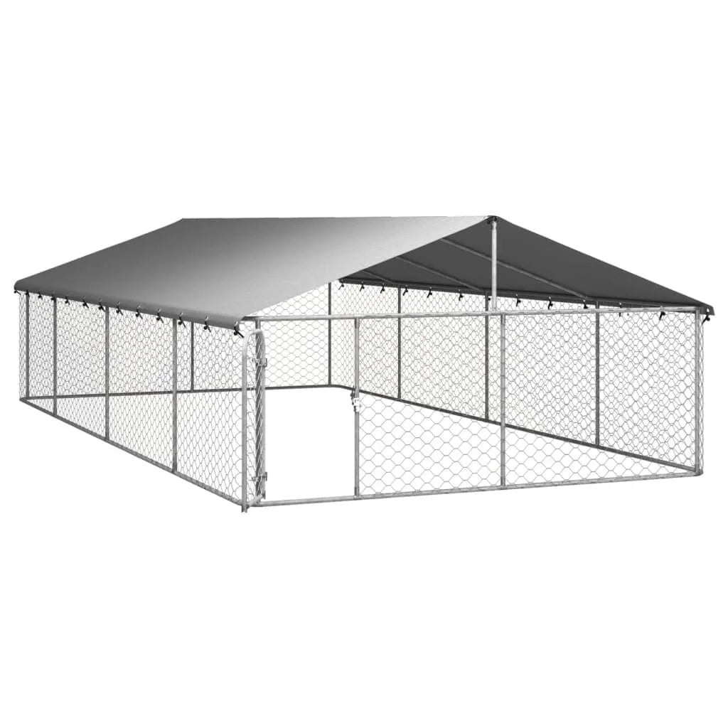 Large Outdoor Galvanized Steel Dog Pen w/Cover