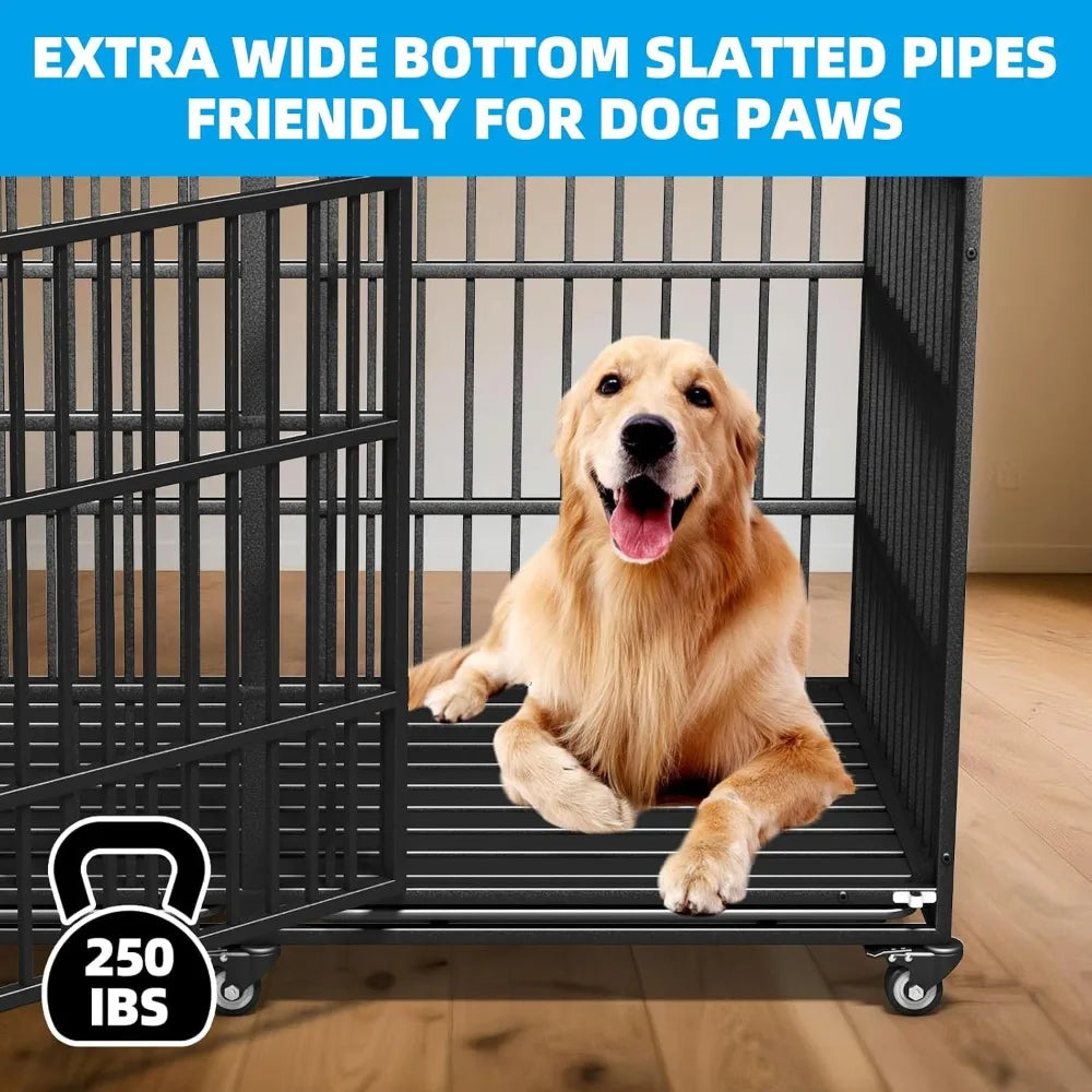 Extra Large Indestructible Lockable Dog Crate Kennel on Wheels