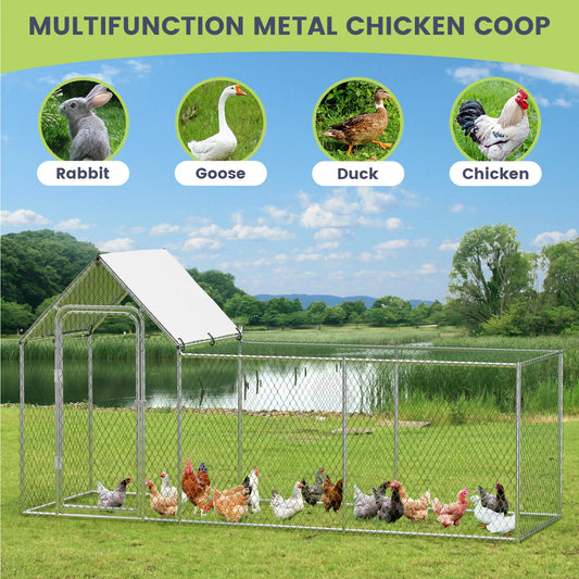 Flat Style Outdoor Walk-In Poultry Cage w/Waterproof Cover