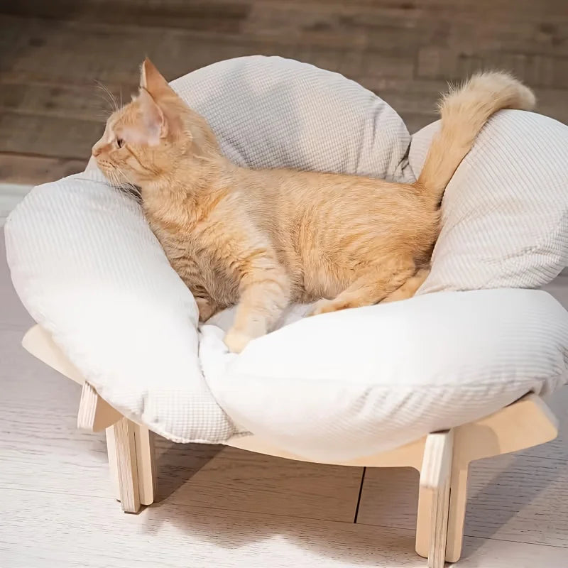 Indoor Wooden Elevated Lounger for Cats/Small Dog