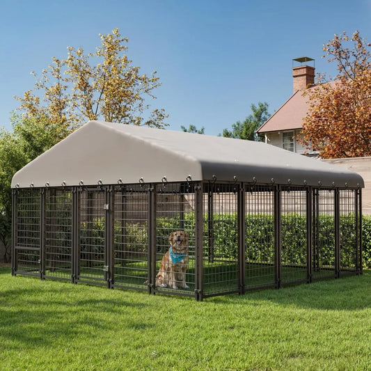 Outside Heavy-Duty Dog Cage with Roof and Double Lock