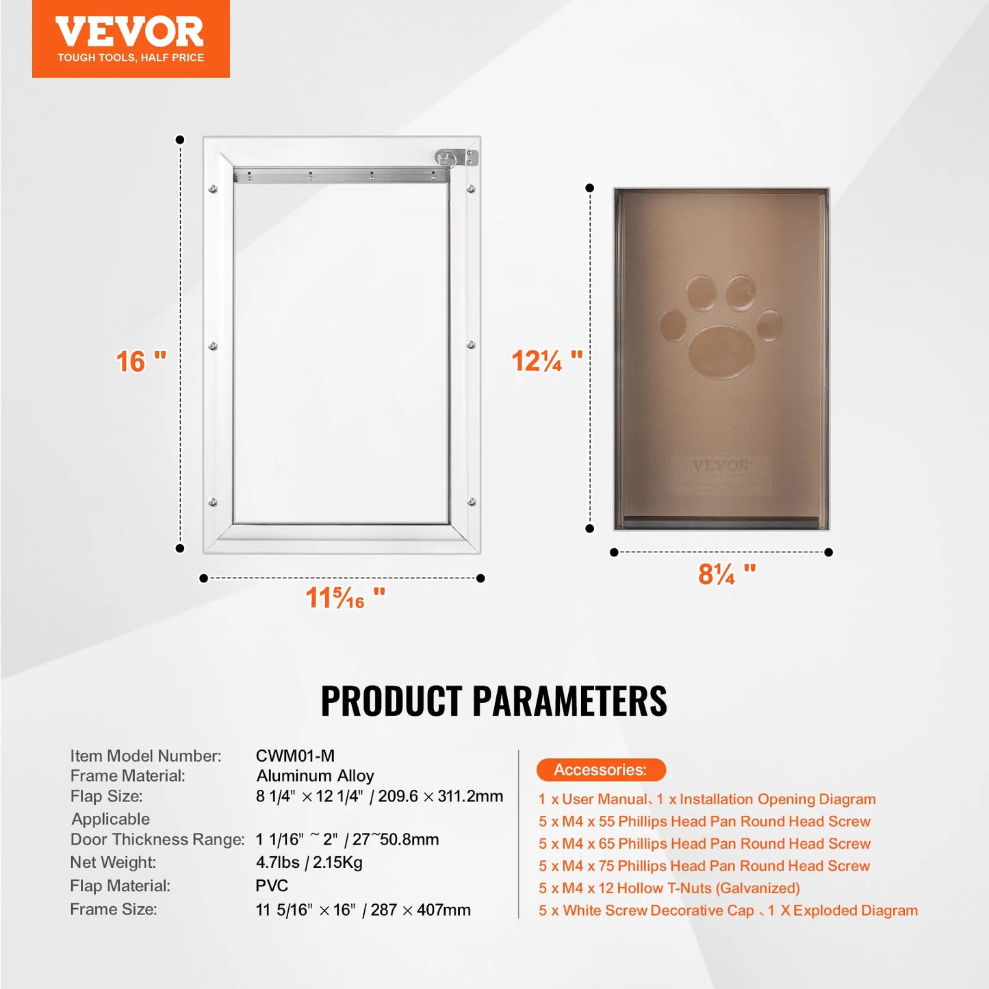 Locking Flap System, Weatherproof Doggy Door (med & lg)