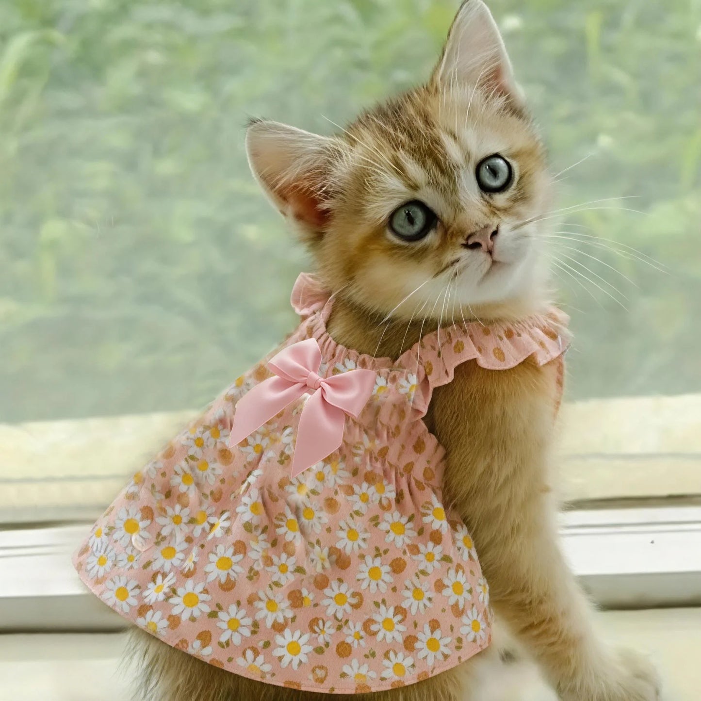 Pink Floral 1pc Dress for Cats and Dogs