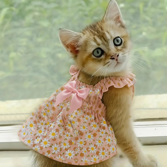 Pink Floral 1pc Dress for Cats and Dogs