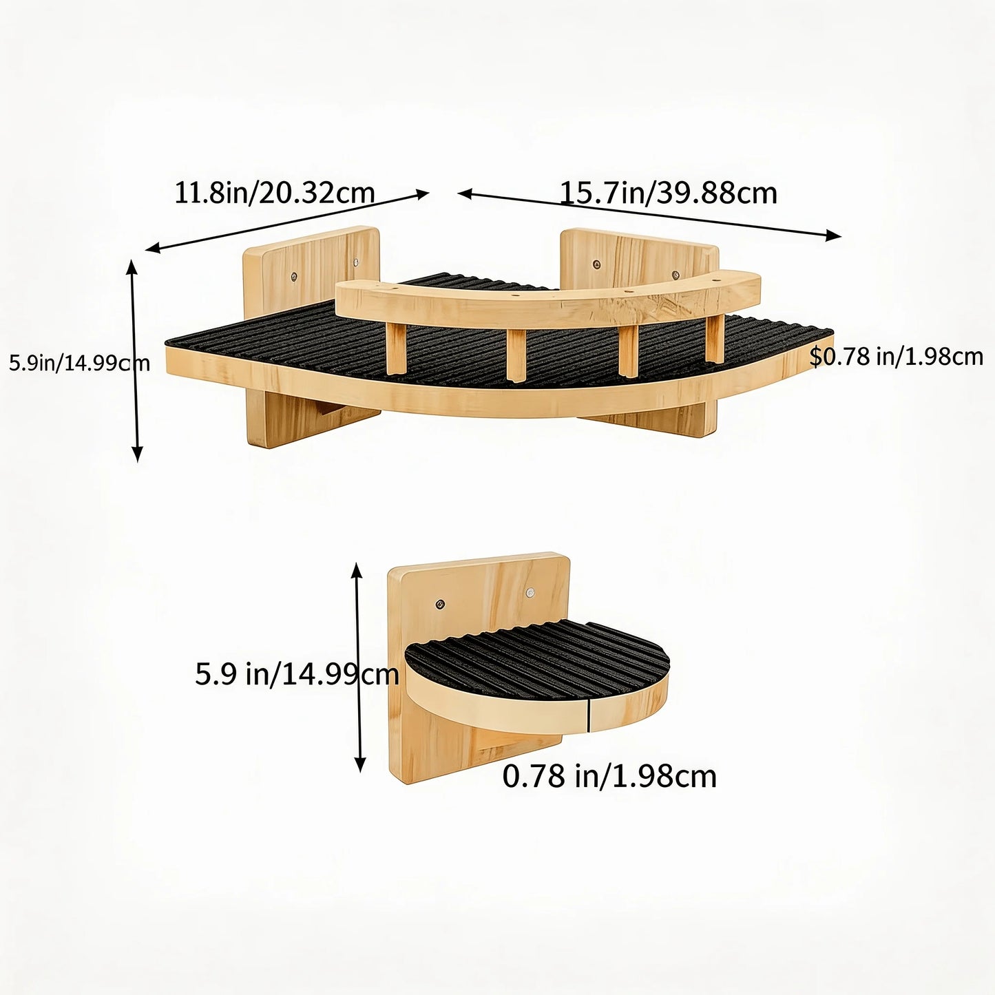 Pine Wood Multi-Level Cat Climbing Wall Shelves 4pc set