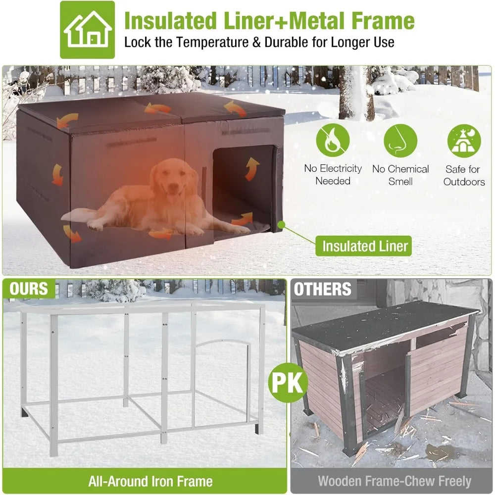Outdoor Insulated Winter Dog House, 59.1"