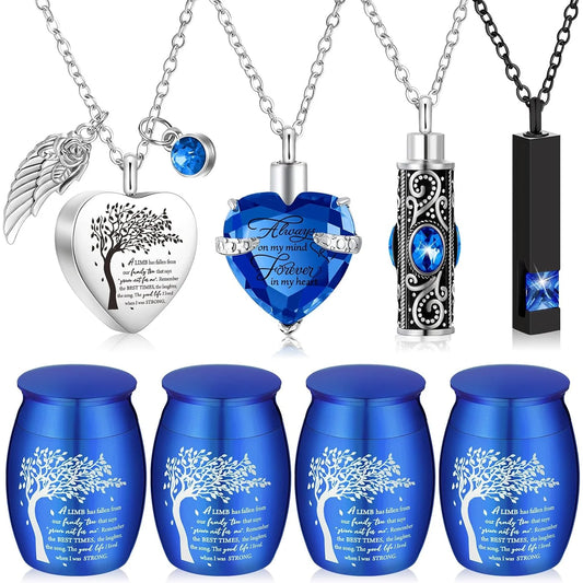 Memorial Urn and Pendant Set for Ashes, (8pcs)