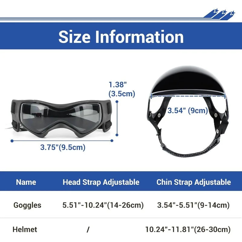 Helmet and Goggles 2pc Set for Small Dogs and Cats