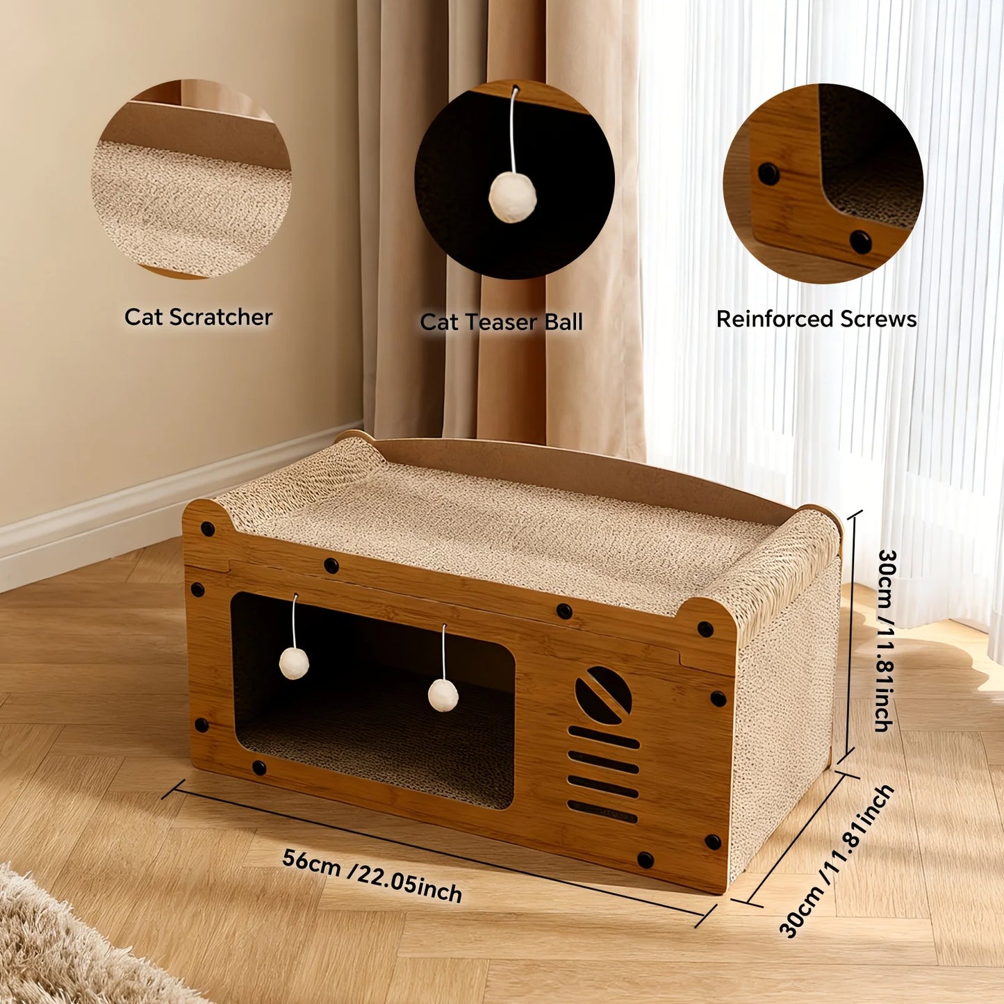 Retro TV Style Entertaining Scratching Pad and Bed for Cats