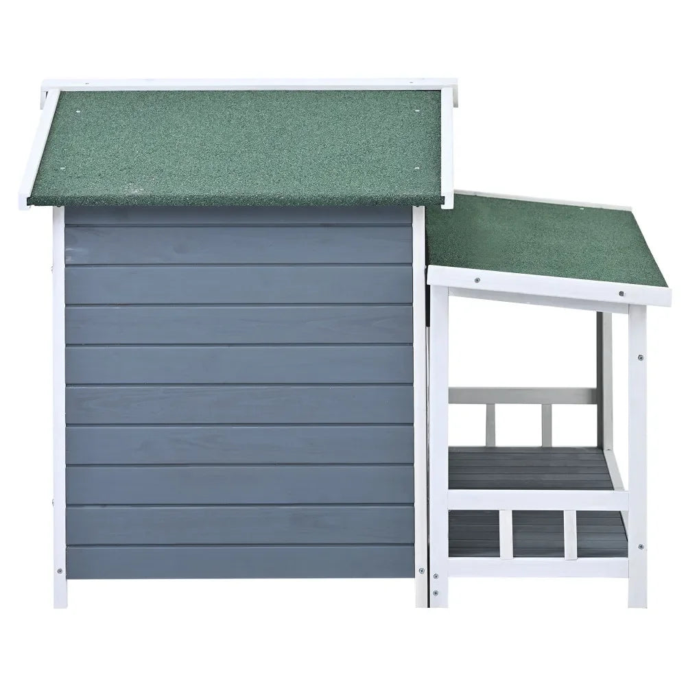 2 Door Covered Porch Cabin-Style Dog House