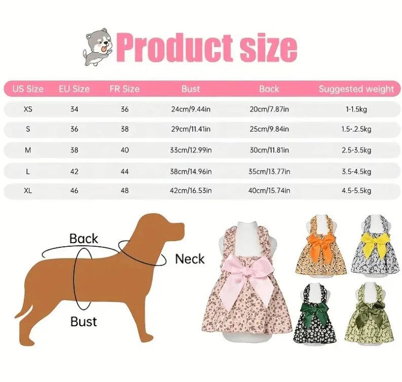 Sleeveless Princess Style Summer Dress for Dogs or Cats
