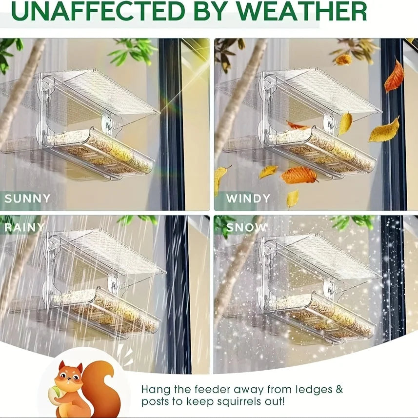 Large Window Bird Feeder with Removable Tray