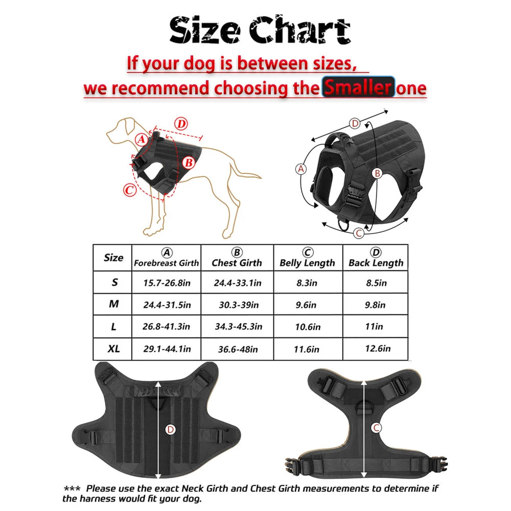 Large Dog Tactical Training Harness and Leash Set