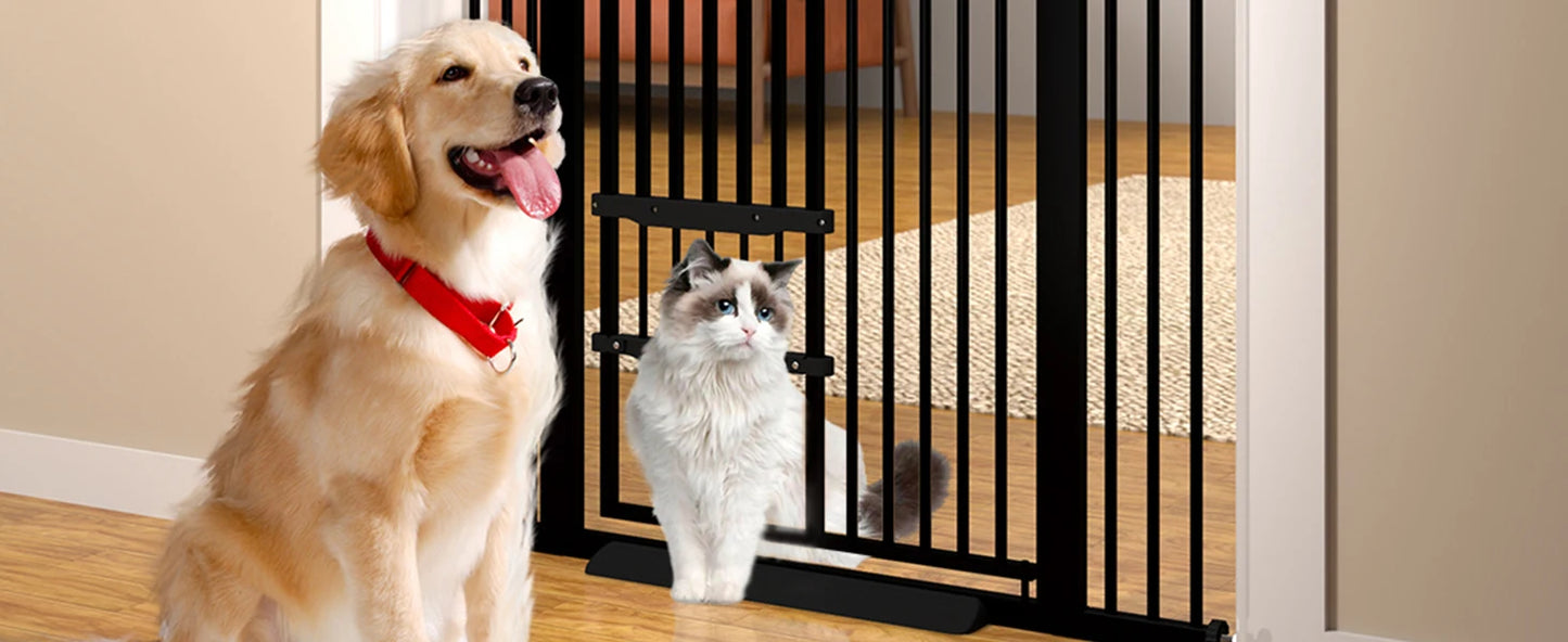 Extra Tall Security Pet Gate w/Cat Door