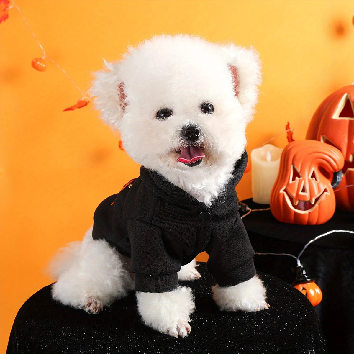 Hooded Open Button Halloween Sweater Jacket for Pets